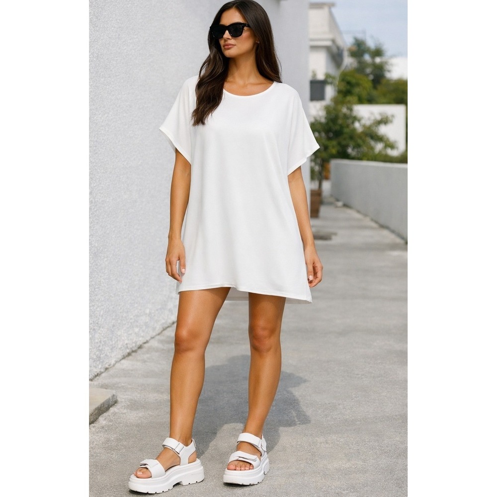 Aritzia Wilfred Free Oversized Mini Dress Women Small White Tie Back Tunic Good